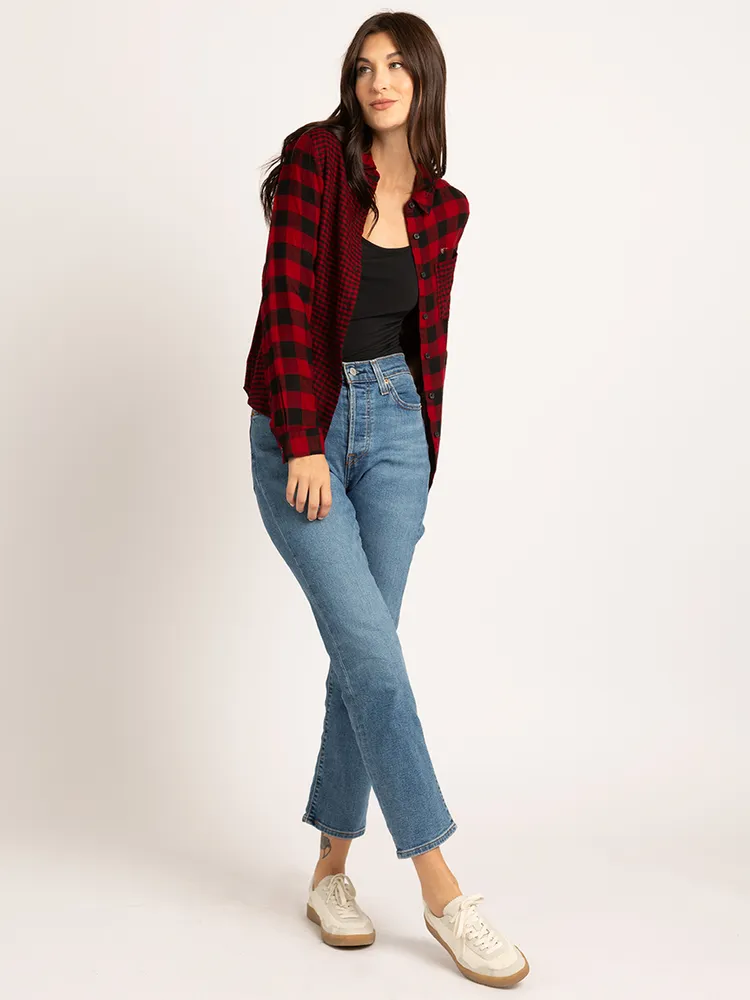 lily plaid button front shirt