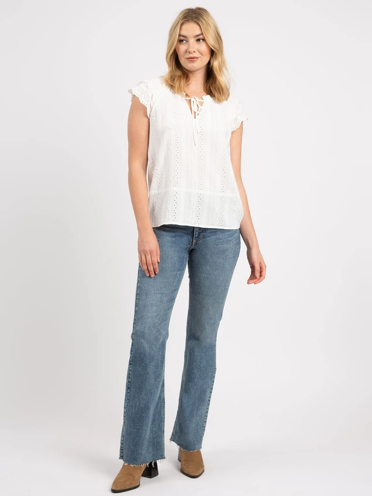 savannah tie front eyelet top