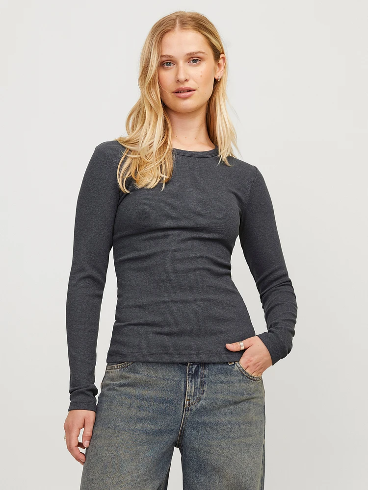 freya crewneck ribbed long sleeve top