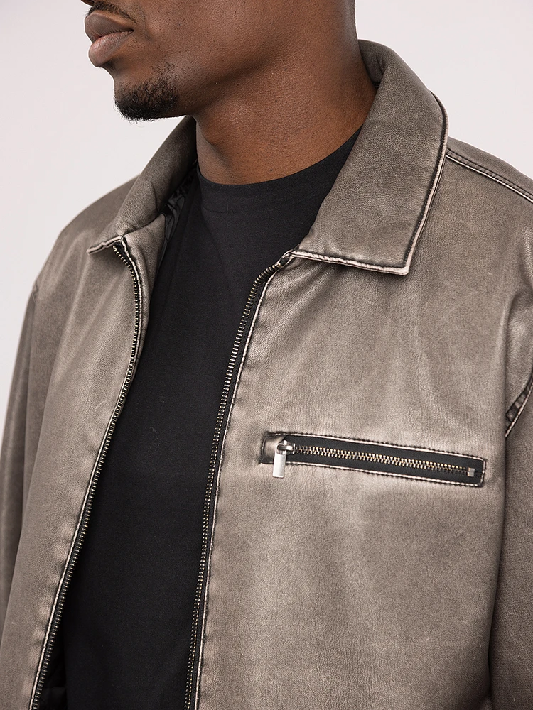 jason washed faux leather jacket