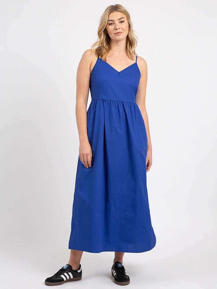 maybelle strappy vneck poplin maxi dress