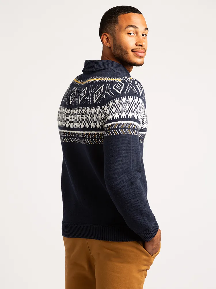 gregory fairisle shawl collar pullover