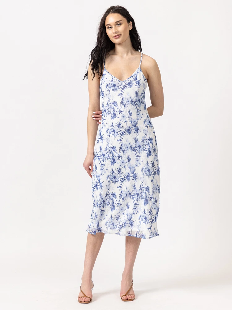 floral chiffon slip dress