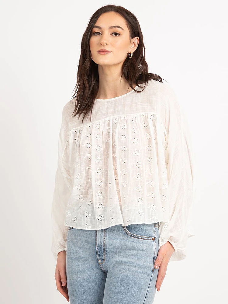 irina eyelet batwing blouse