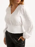 siera textured v-neck blouse