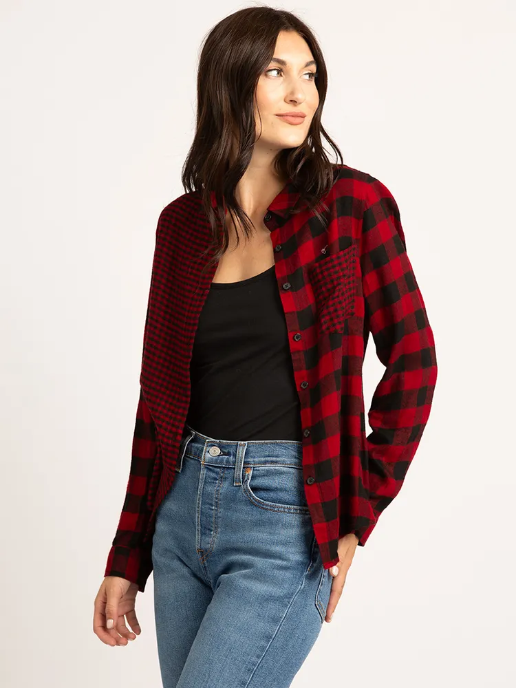 lily plaid button front shirt