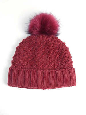 women's pom pom winter hat