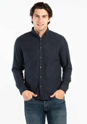 solid melange  flannel shirt