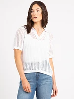 flora short sleeve johnny collar popover