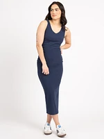 terri rib knit midi-dress with ruching