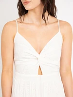 vivienne eyelet strappy twist front tiered short dress