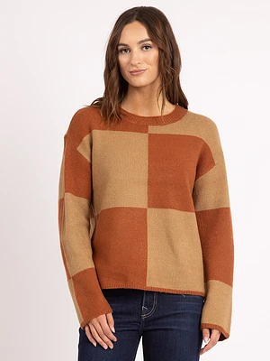 luciana crew neck plaid sweater