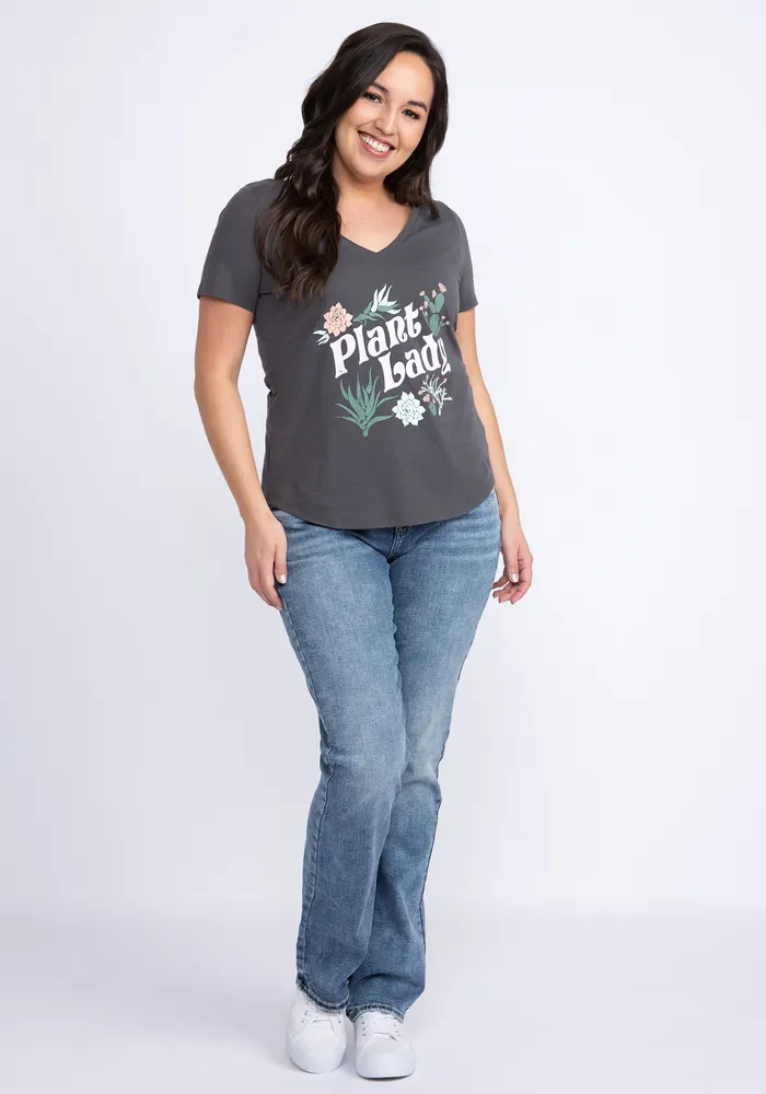 v neck plant lady t-shirt