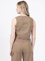 mattie twill vest hazelwood