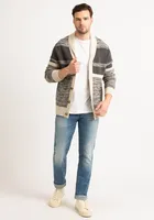 denzel striped shawl collar cardigan