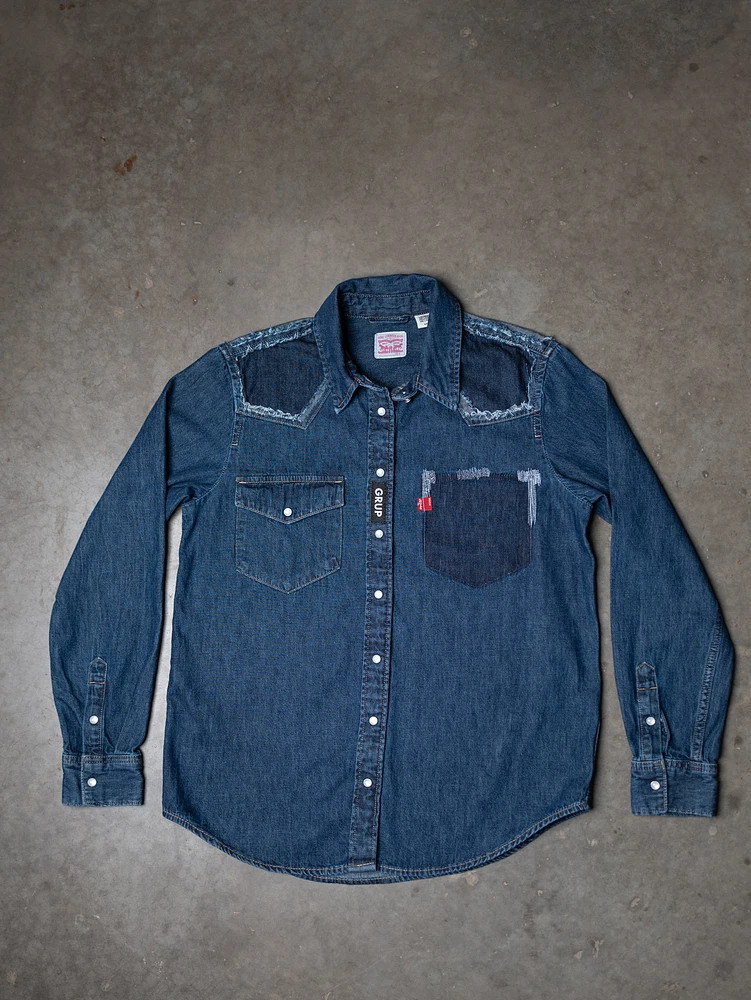 levi's pearl snap denim shirt