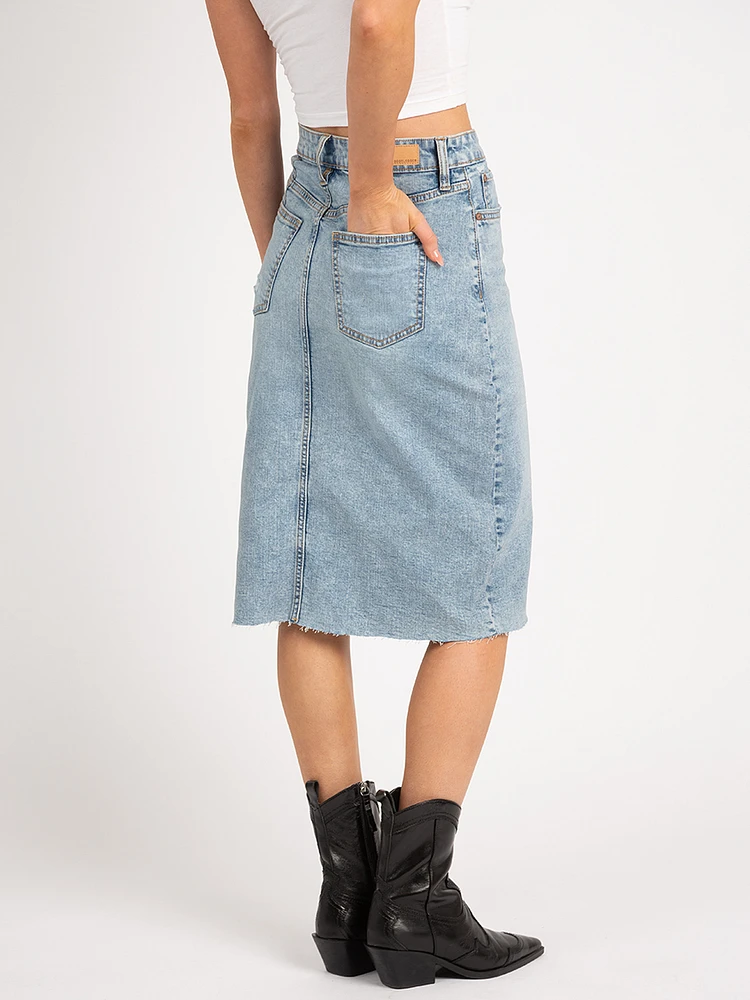 denim midi skirt