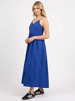 maybelle strappy vneck poplin maxi dress