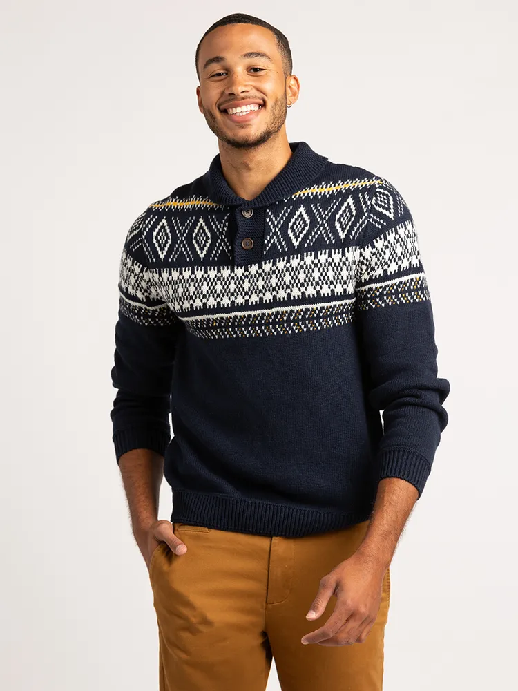 gregory fairisle shawl collar pullover