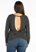 raya open back sparkle long sleeve tee