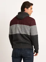 color blocked fleece lined hoodie