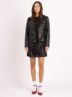 alix boat neck sequin knee length dress