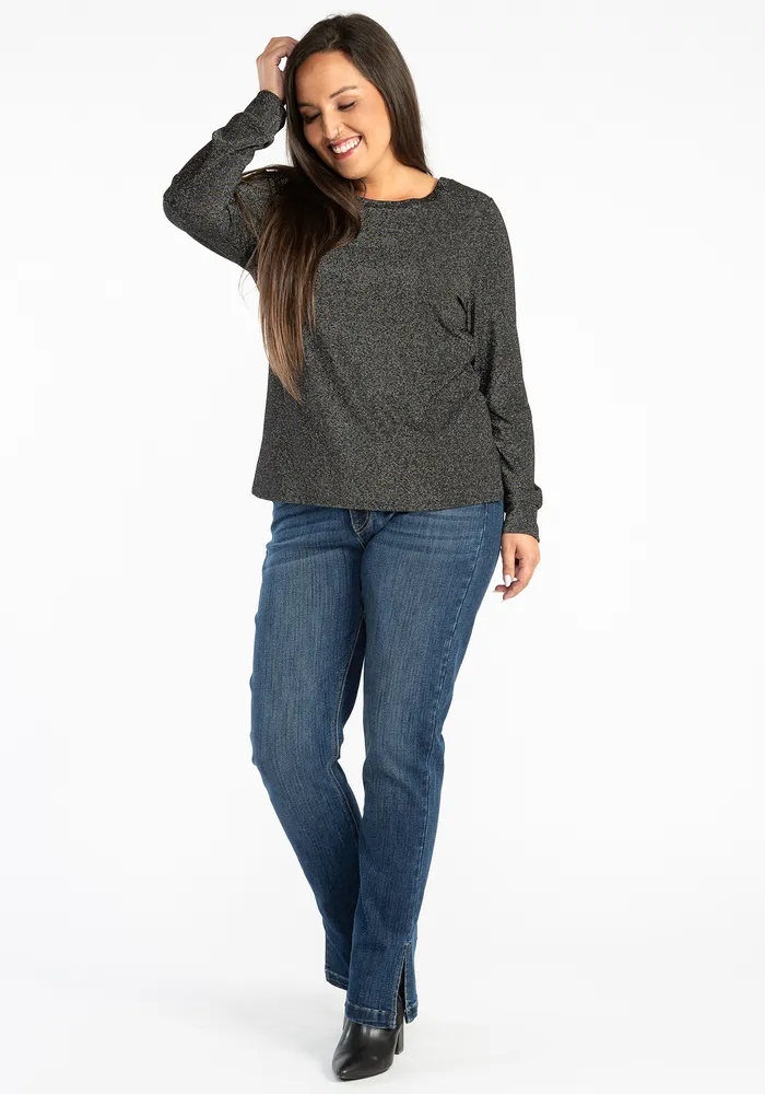 raya open back sparkle long sleeve tee