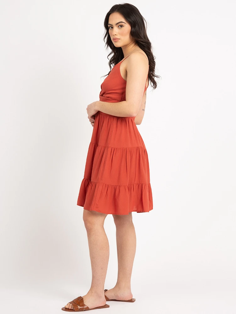 vivienne twist front tiered dress