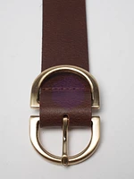 women's double ring leather belt