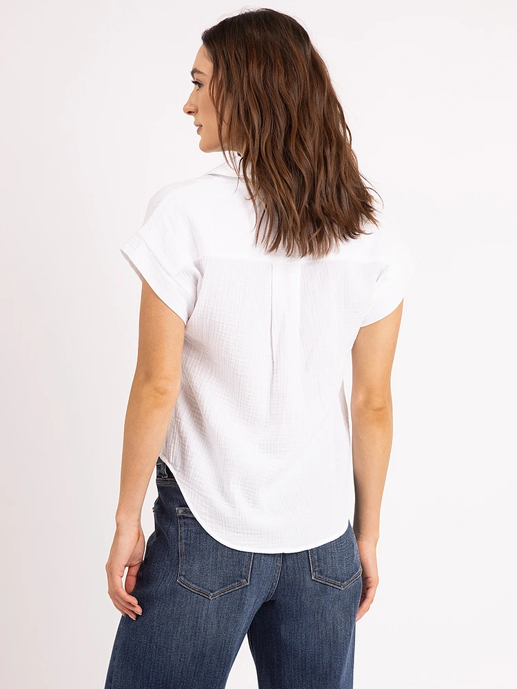jaden johnny collar gauze shirt