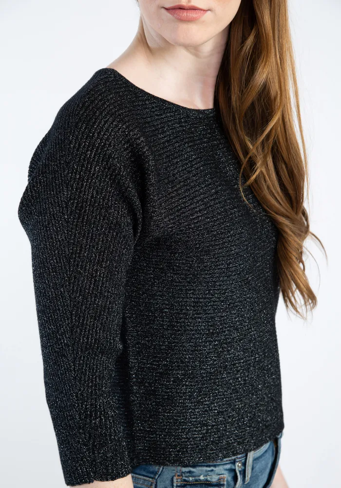 anne boatneck popover sweater w/ lurex