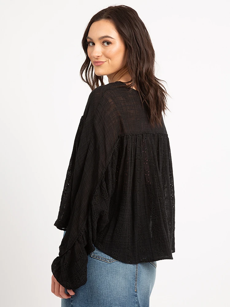 irina eyelet batwing blouse