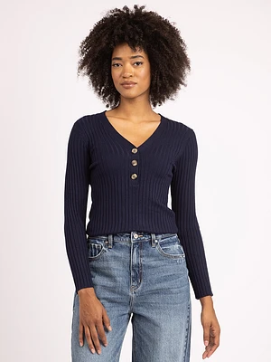 v neck henley sweater