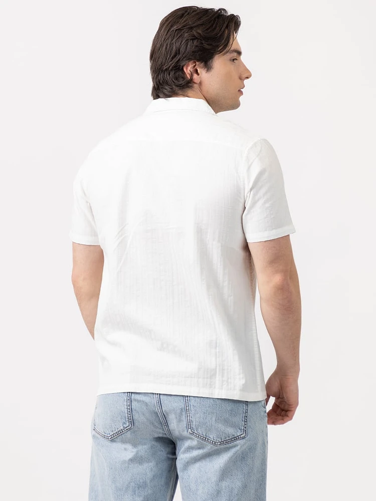 isaac stripe textured 2 pkt camp collar shirt