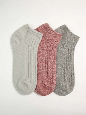 women's 3 pack ribbed ankle sock