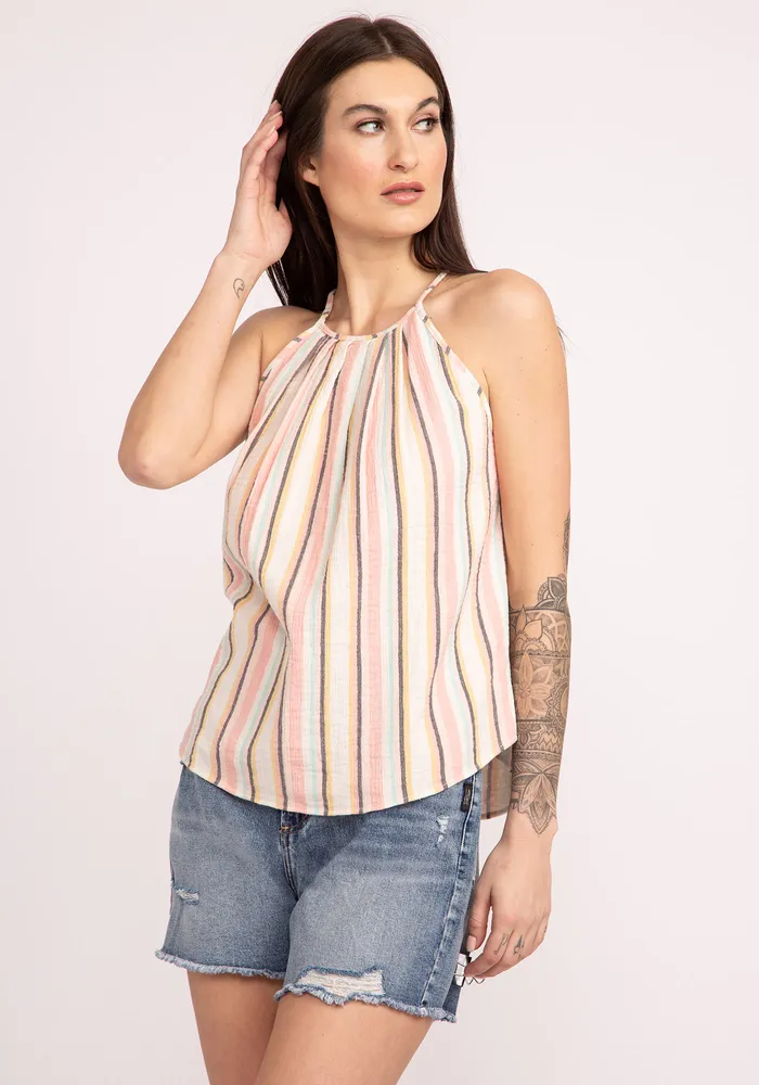 jess stripe cotton halter