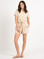 daphne button front tie bottom shirt