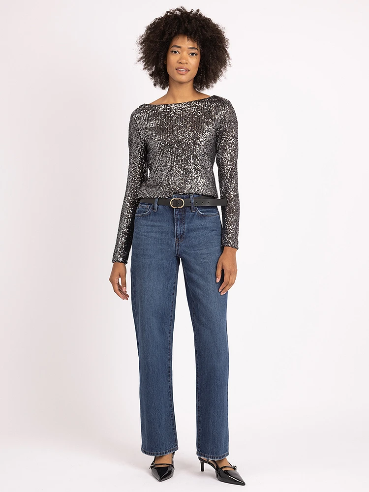 marilyn boatneck sequin top