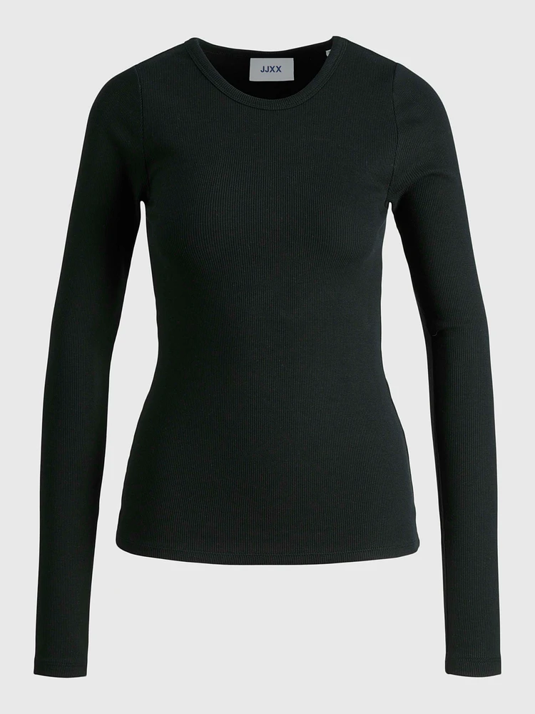 freya crewneck ribbed long sleeve top