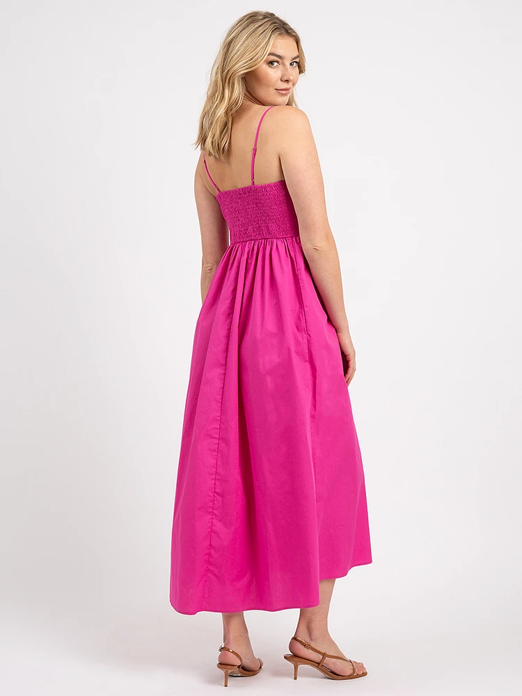 maybelle strappy vneck poplin maxi dress