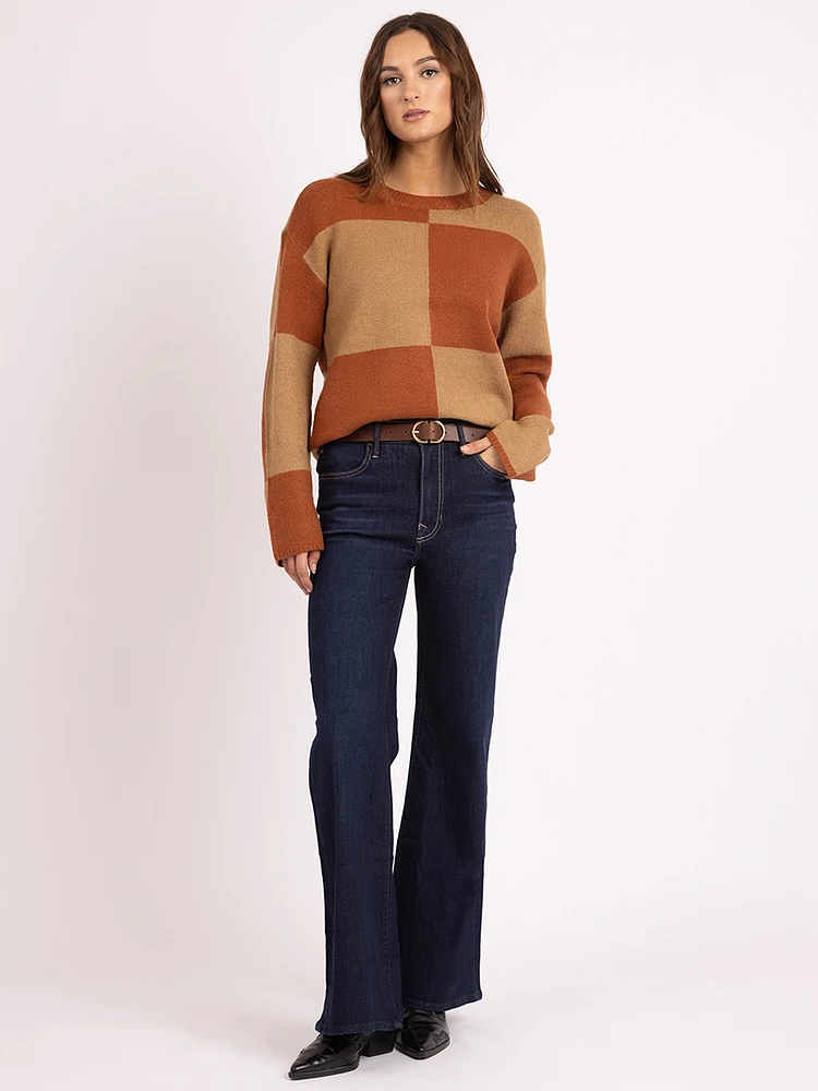 luciana crew neck plaid sweater