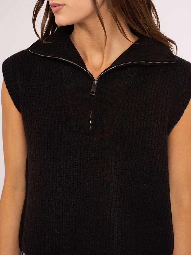 drifa 1/4 zip mock neck sweater vest