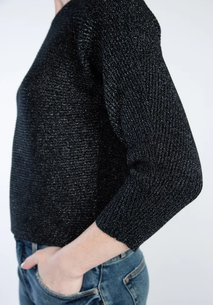 anne boatneck popover sweater w/ lurex