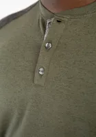 colour block henley long sleeve shirt