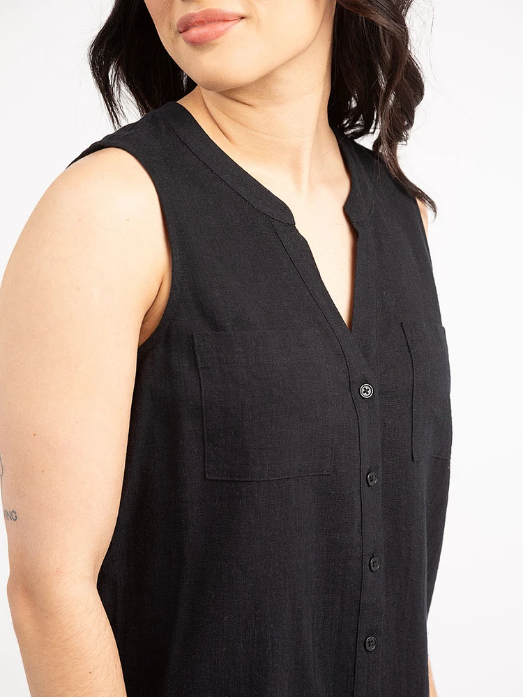 doris collarless button front shirt