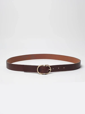 women's double ring leather belt