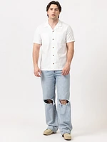 isaac stripe textured 2 pkt camp collar shirt