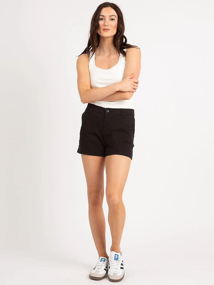 high rise chino midi short