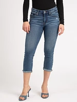 mid-rise capri jeans medium wash