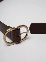 women's double ring leather belt